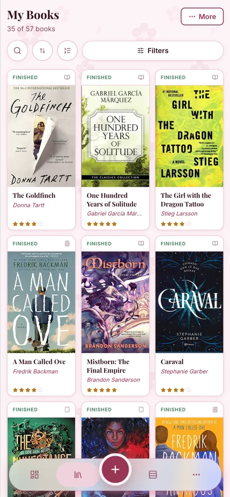 Otium on a phone: the My Books library view