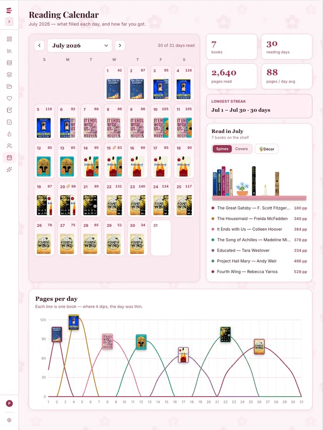 Otium on a tablet: a monthly reading calendar filled with book covers